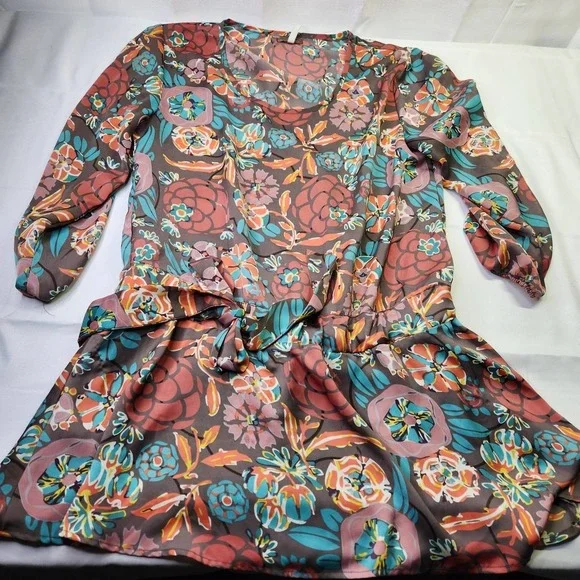 Matilda Jane You And Me Fall Autumn Floral Annalise Tunic Knot Top Multi Large - Picture 2 of 7